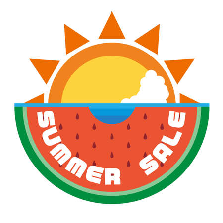 Watermelon and Sun Summer Sale Illustrationのイラスト素材