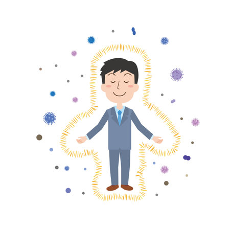 Image that is not defeated by bacteria and viruses with a healthy body and barrierのイラスト素材
