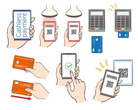 Material Illustration Set for Cashless Paymentのイラスト素材