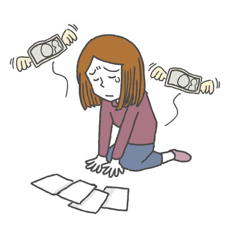 A woman who is depressed without moneyのイラスト素材