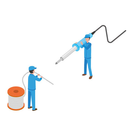 a worker who does soldering workのイラスト素材