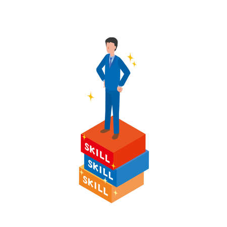Confident men in skill upのイラスト素材