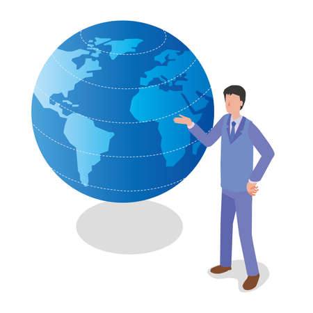 Earth and businessmanのイラスト素材