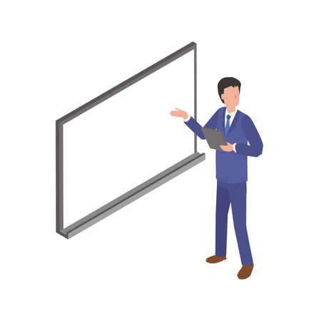 Man explaining with whiteboardのイラスト素材