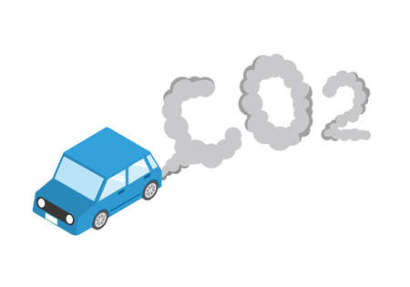 Car exhaust gas and CO2 text illustrationのイラスト素材