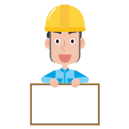 Male worker wearing helmet with whiteboardのイラスト素材