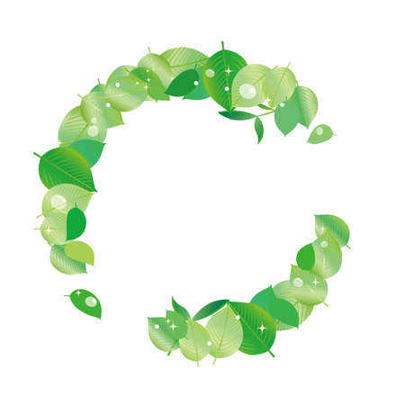 Fresh green leaf ornamental frameのイラスト素材