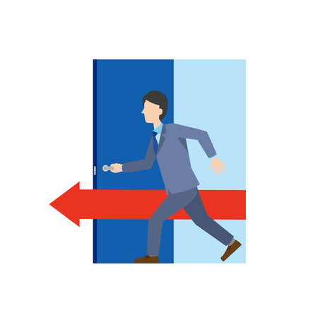 Man opens door and advances to next stageのイラスト素材