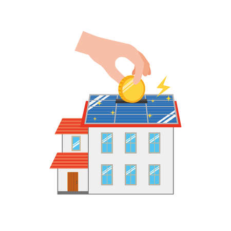 Image of electricity sales and savings by solar power generation 2のイラスト素材