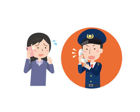 Woman Calling Policeのイラスト素材