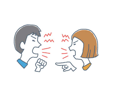 Couple yelling and fightingのイラスト素材