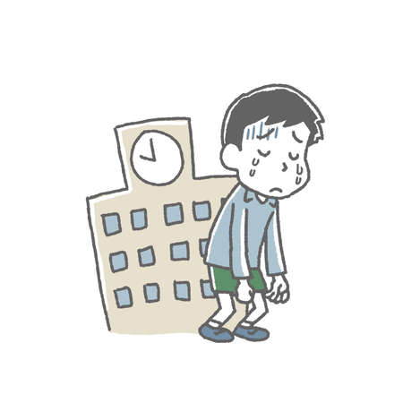 Boys who don't like schoolのイラスト素材