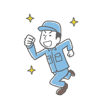 Worker man willing to start runningのイラスト素材