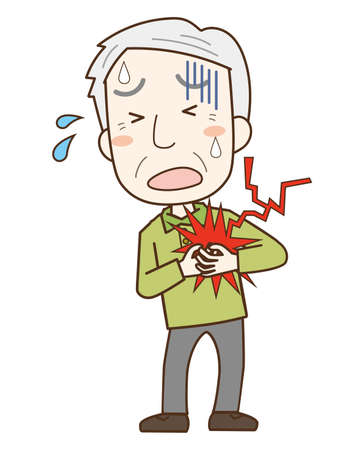 Elderly man with chest painのイラスト素材