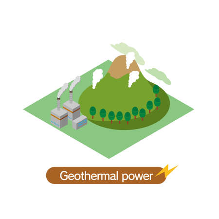 Isometric illustration of a geothermal power plantのイラスト素材