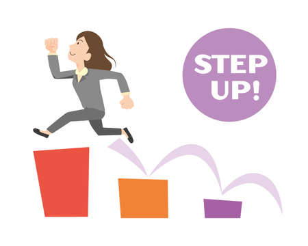 Female office worker stepping upのイラスト素材