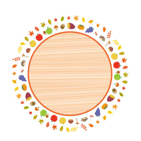 Autumn taste and autumn leaves circular decoration frameのイラスト素材