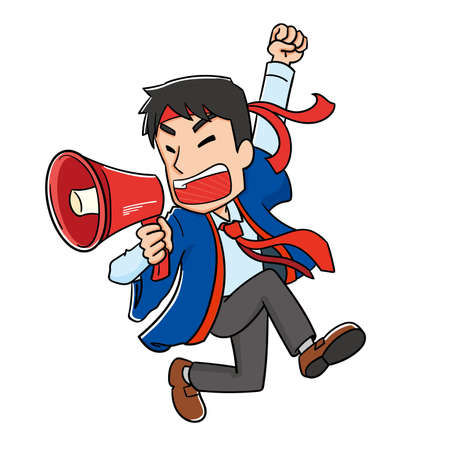 a man calling in with a loudspeakerのイラスト素材