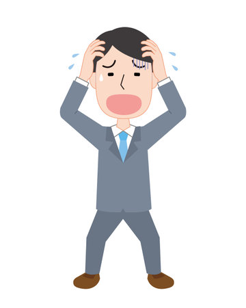 A man holding his headのイラスト素材