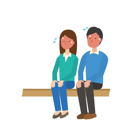 Tense men and women's illustrationsのイラスト素材