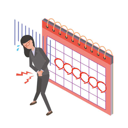 Woman suffering from menstrual crampsのイラスト素材