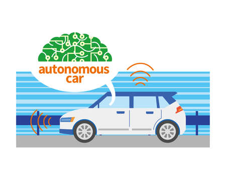Image illustration of autonomous drivingのイラスト素材