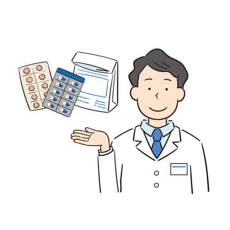 Male pharmacist explaining medicine 2のイラスト素材