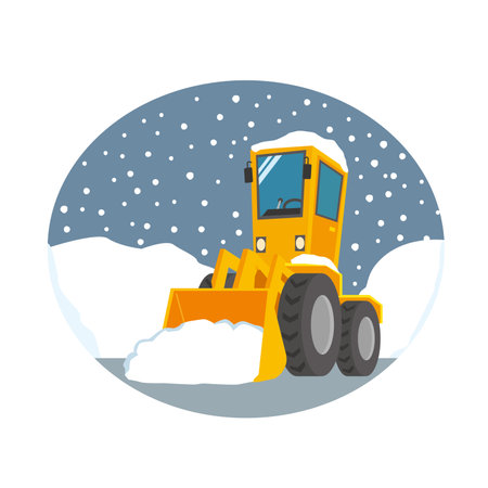 Snow removal work with wheel loaderのイラスト素材