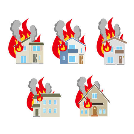 Material set for alerting fire in single-family housesのイラスト素材