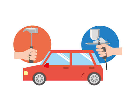 Image illustration of sheet metal painting of a carのイラスト素材