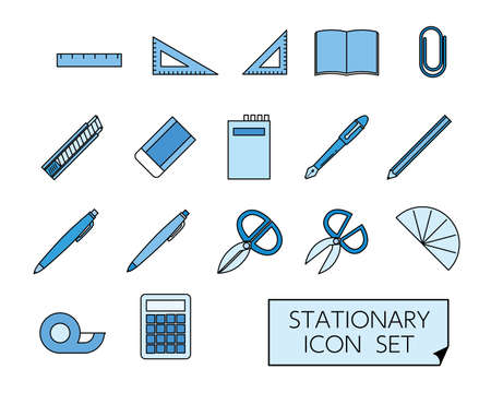Stationery icon set blueのイラスト素材