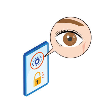 Image of iris authentication smartphoneのイラスト素材