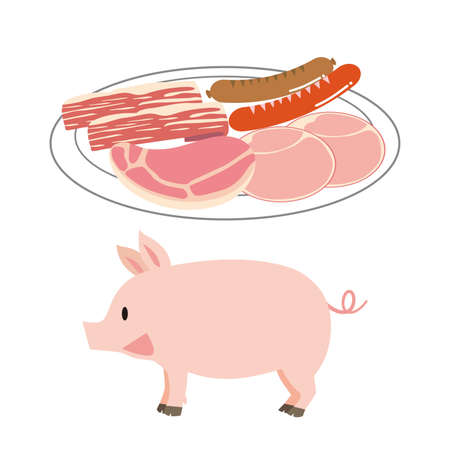 Pork and processed meatのイラスト素材