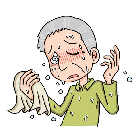An old man who suffered from heat strokeのイラスト素材
