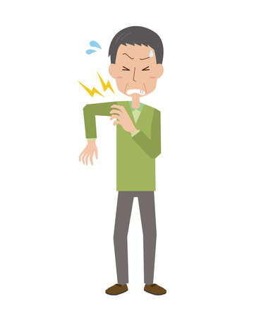 Middle-aged man with shoulder painのイラスト素材
