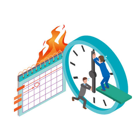 Businessmen approaching the time limitのイラスト素材
