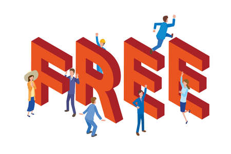 People rejoicing with FREE charactersのイラスト素材