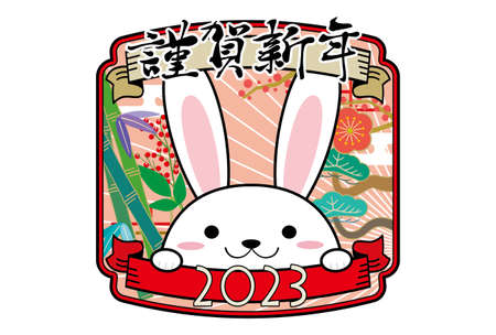 2023 New Year's card illustration 3 of the Year of the Rabbitのイラスト素材