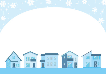 Background illustration of cold cityscape in winterのイラスト素材
