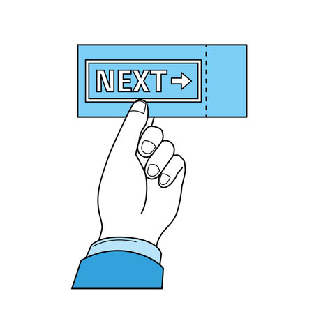 Hand holding a ticket with NEXT written on itのイラスト素材