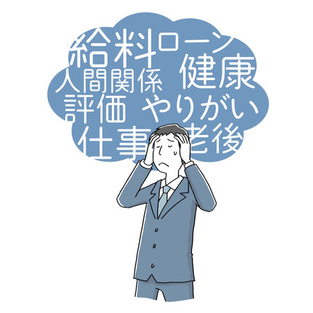 Male office worker worried about his headのイラスト素材