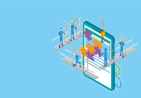 People building smartphone websitesのイラスト素材