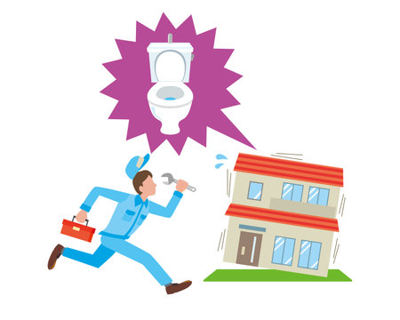 Male worker rushing to the toiletのイラスト素材