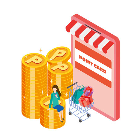 Image illustration of accumulating points with a point card appのイラスト素材