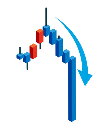 Isometric illustration of falling stock pricesのイラスト素材