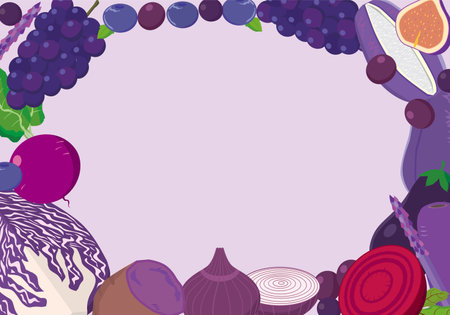 Purple vegetable and fruit frameのイラスト素材
