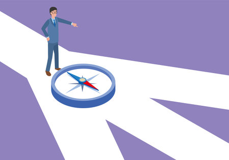 Businessman deciding his path by partingのイラスト素材