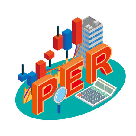 PER (Price Earnings Ratio) character illustrationのイラスト素材