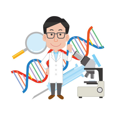 Man doing genetic researchのイラスト素材