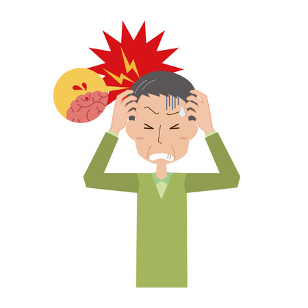 Middle-aged man with cerebral hemorrhageのイラスト素材